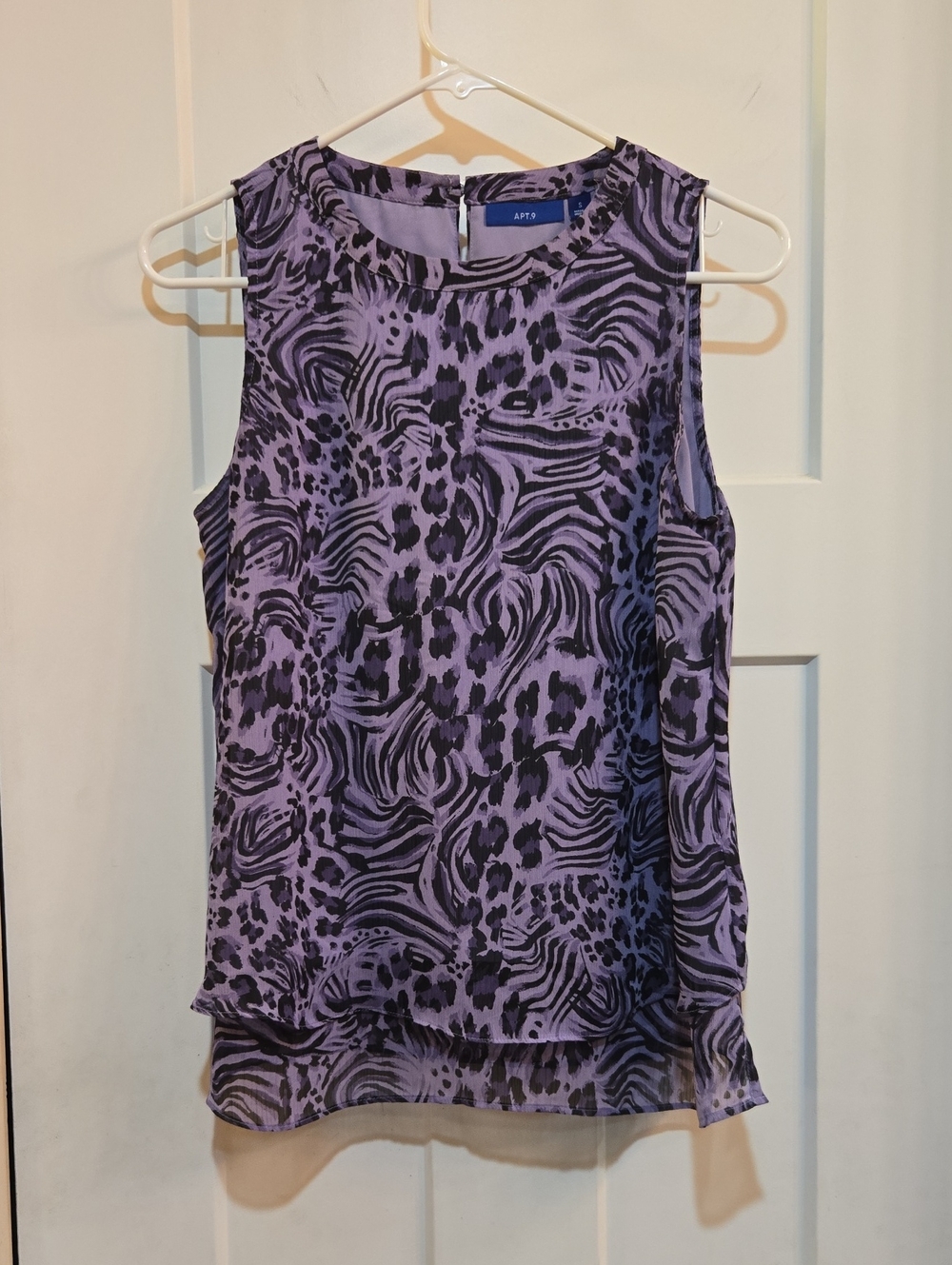 Apt. 9 Lavender and Black Animal Print Sleeveless Shell Top